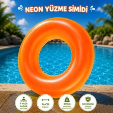 Fidan Oyuncak Neon Yüzme Simidi 76 cm - Çocuk & Genç Havuz Deniz Simidi (Max 60 kg Kapasiteli, Şeffaf Frosted Pvc)