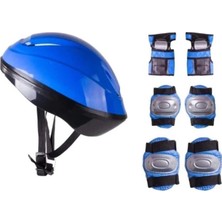 Mavi Koruyucu Ekipman Set Scooter Bisiklet Kask Dizlik ve Kolluk Seti
