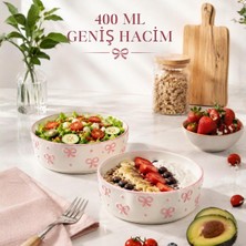 2'li Seramik Kase Seti 400 Ml, 15 cm Salata Kasesi, Kahvaltılık Yoğurt Çorba ve Meze Kasesi, Por