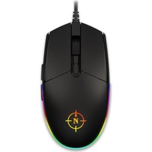 North Combat Rgb Kablolu Gaming Oyuncu Mouse, 3.600 Dpı, Optik Sensör, 6 Tuş, Siyah