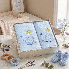 MINEL%100 Pamuk 2 Li Set Nakışlı Bebek Çocuk Havlu Seti