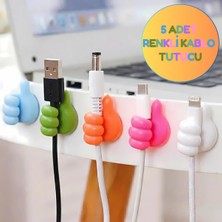 Kurachi 5 Adet El Şeklinde Duvar Tipi Kablo Düzenleyici & Çok Amaçlı Yapışkanlı Askı Kancas