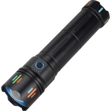 Panther 30W LED El Feneri 4000 Lümen USB Şarjlı Zoomlu 6X18650 Pil Powerbank Özellik Sos PT-4118