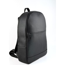 Marco Lucci Hakiki Deri Siyah Erkek Sırt Çantası, Unisex Günlük Kullanım, Ebat 35X23X10 cm