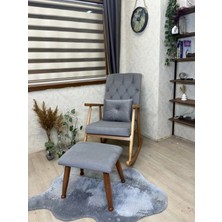 Asedia Trend Kül Gri Kapitoneli Puflu Naturel Sallanan Sandalye