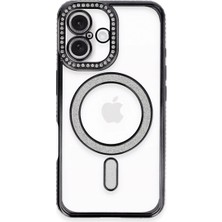 ALK Apple Iphone 16 Plus Kılıf Joke Simli Magneticsafe Kılıf - Siyah