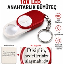 Xzz Technology 10X LED Işıklı Anahtarlık Büyüteç El Tipi Cep Tipi Mini Lens Büyüteç