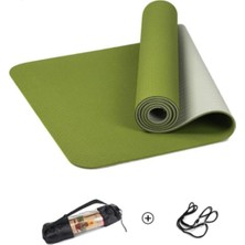 Tpe Pilates Yoga Minderi 6 Mm, Taşıma Çantalı Çift Renkli Yoga Matı Yeşil Yeşil