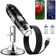 Kameralı Dijital Mikroskop - 1600X Büyütme Kapasitesi, 8 LED Işıklı Kamera, 1920X1080 Full Hd