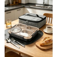 1500 ml 4 Bölmeli Paslanmaz Çelik Yemek Termosu Beslenme Kabı | Sızdırmaz Lunch Box Termal Taş