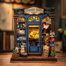 Seyahat Izleri Book Nook Kit – Ahşap Minyatür Ev, Dıy Hobi Seti, LED Aydınlatmalı Kitaplık D