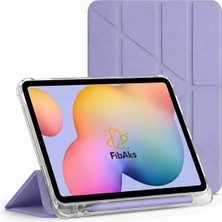 Fibaks iPad 11 A16 2025 10. Nesil 10.9 Kılıf Katlanır Kalem Bölmeli Yatay ve Dikey Standlı Uyku Modlu Lila