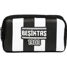 Iki Gözlü Erkek Çocuk Beşiktaş 1903 Baskılı Siyah - Beyaz Okul Kalem Çantası/kalemlik - 26