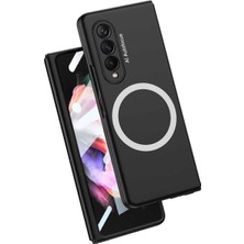 Moontime Alaçatı Galaxy Z Fold 3 Kılıf Wireless Şarj Özellikli Kıpta Magsafe Kapak Renk Siyah