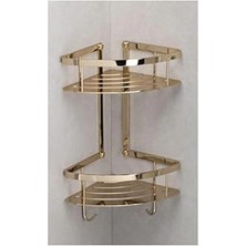 Moontime Alaçatı Duvara Monte Banyo Duş Raf Sistemi Gold 28 cm