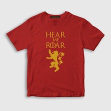 Presmono Unisex Çocuk Kırmızı Roar Game Of Thrones T-Shirt