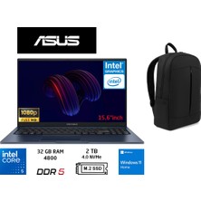 Asus vivobook 15 X1504VA Intel Core 5 120U 32GB Ddr5 2tb SSD Windows 11 Home 15.6" Fhd Duddi Çanta