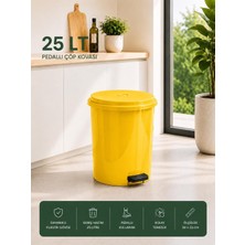 Asitan 25 Lt Pedallı Plastik Çöp Kovası Dayanıklı, Hijyenik Ev & Ofis Çöp Kutusu Sarı