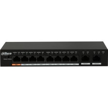 Ozkr Store Dahua PFS3010-8ET-96, 8 Port, Megabit, Poe 96W, 2 Port Gigabit Uplink, Yönetilemez, Masaüstü Switch