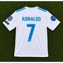 Real Madrid 2017-2018 Şampiyonlar Ligi Finali Cristiano Ronaldo Beyaz Kısa Kollu Forma Yetişkin