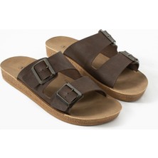 Polomia Comfort Erkek Çift Bant Süet Tokalı Comfort Günlük Şık Terlik