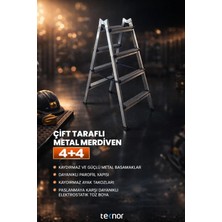 Asitan Kutlu Çift Taraflı Dayanıklı 4+4 Metal Basamaklı Katlanır Merdiven – Kaymaz Basamaklı Ev Ti