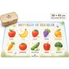 Queen Jera Meyveler ve Sebzeler Temalı Çocuk Beslenme Örtüsü - 30X45 cm Yıkanabilir Kumaş