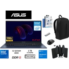 Asus vivobook 15 X1504VA Intel Core 5 120U 32GB Ddr5 1tb SSD Windows 11 Home 15.6" Fhd Duddi Çanta+Mouse+Usbbellek+Temizlikkit