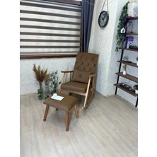 Asedia Trend Kahverengi Kapitoneli Puflu Naturel Sallanan Sandalye