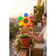 Renk Yapı Rüyası Ay Çiçeği Temalı Parlak Renkli Rüzgar Gülü Balkon Bahçe Süsü Yükseklik 63CM Çap 30CM