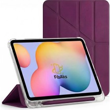Fibaks Galaxy Tab A7 SM-T500 T505 10.4 Inç Kılıf Bordo Kalem Bölmeli Trifold Smart Standlı Uyku Modlu Güçlü Mıknatıslı Devrilmez Kapak