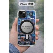 Iphone 13 Magnetik Devre Tasarımlı Silikon Telefon Kılıfı – Şeffaf, Darbe Koruyucu