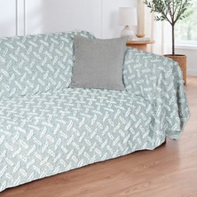 Latuda Home Nesta Pamuklu Punch Dokulu Kaymaz Koltuk Örtüsü 180X220 cm , Mavi