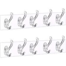 Asitan ® 2 Adet Şeffaf Duvar Askısı 5'li Iz Bırakmayan Güçlü Yapışkanlı Askı Kapı Arkası Bany