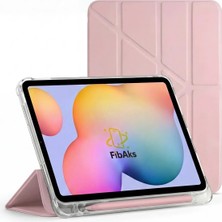Fibaks Galaxy Tab A11 8.7 Inç / Tab A9 8.7 Inç Kılıf Rose Kalem Bölmeli Trifold Smart Standlı Uyku Modlu Güçlü Mıknatıslı Devrilmez Kapak