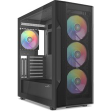 Ozkr Store Sama S40BK Black, H700BK 700W, 80 Plus, Tempered Glass Panel, Mesh Ön Panel, Type-C, 4X120MM Argb Fan, Atx, Gamıng Kasa