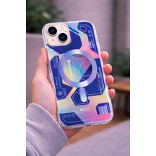 Iphone 14 Uyumlu Hologram Desenli Magsafe Uyumlu Şeffaf Kenarlı Silikon Telefon Kılıfı