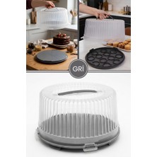 Flora Büyük Boy Pasta Kek Muffin Saklama Taşıma Kabı; Çift Taraf Tabanlı Kilitli Kek Fanusu 34X16CM