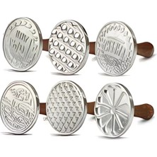 Moontime Alaçatı 6'lı Döküm Kurabiye Kalıbı – Pankek Cookie Şekillendirici Set, Çeyizlik Yılbaşı Temalı