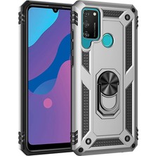 ALK Mey Ithalat®  Huawei Y6P Kılıf Sofya Yüzüklü Silikon Kapak - Gümüş