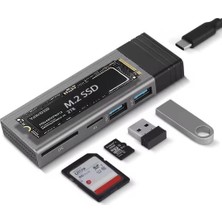 Temiz Pazar 6085 USB Type C M.2 SSD Pcie Kutusu 5in1 Hub Nvme Sata Ngff Sd Kart Okuyucu Hard Disk Okuma