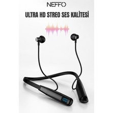 Neffo Boyun Askılı Kablosuz Dijital Göstergeli Bluetooth Sporcu Kulaklığı 200 Saat Müzik Dinleme