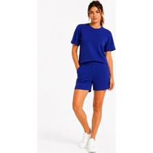 Melen Moda Premium Osy Modal Yumuşak Dokulu Tişört Cepli Şort Alt Üst Takım - Lacivert