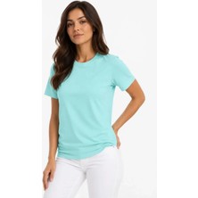 Melen Moda T-Shirt Bisiklet Yaka Slim Fit Likralı Tişört Günlük Basic Body - Turkuaz