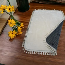 Moontime Alaçatı Carpet Kırem Ponpon Saçaklı Kare Post Pelüş Kaymaz Halı Yolluk