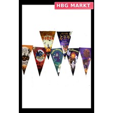 HBG Markt Mey Ithalat® Lüks Baskılı Üçgen Model Halloween Banner Süs Bayrak 8 Li