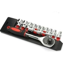 Moontime Alaçatı Çok Kullanışlı Pratik 12 Parça 1/4 Lokma Seti Standlı Cırcır Set Kaliteli Lokma Anahtar Takımı