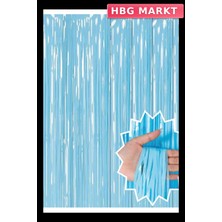 HBG Markt Pastel Soft Mavi Püsküllü Perde (1x2 Metre)
