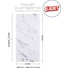 Brano 30X60 cm Kendinden Yapışkanlı Duvar,banyo,tezgah Arası Kaplama Açık Mermer Desen 6 Adet