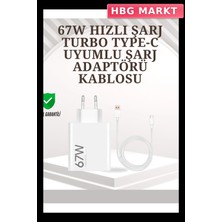 HBG Markt Mey Ithalat® Type-C Uyumlu 67W Turbo Hızlı Şarj Aleti Akıllı Koruma Sistemli